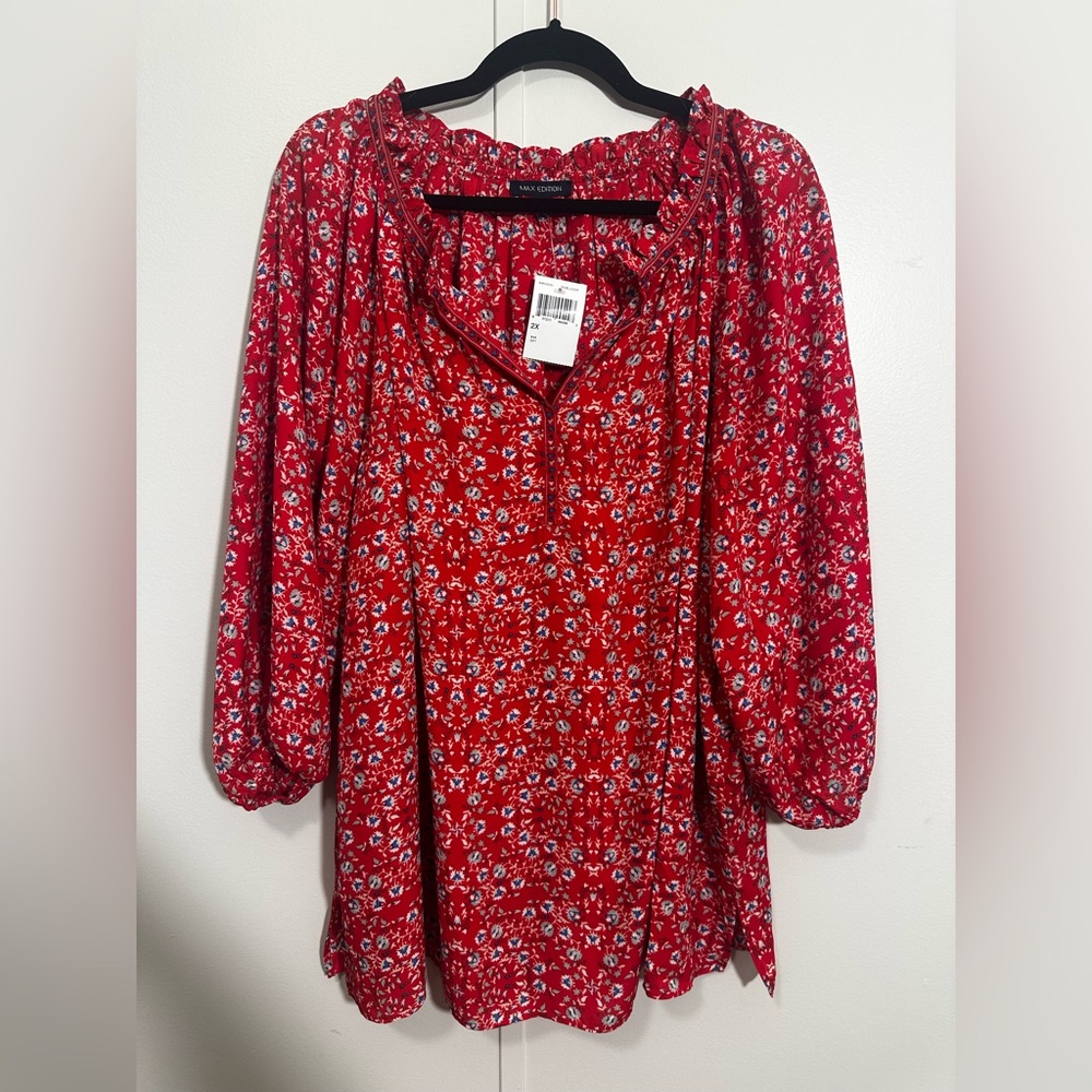 NWT Max Edition 3/4 Sleeve Chiffon Floral Top